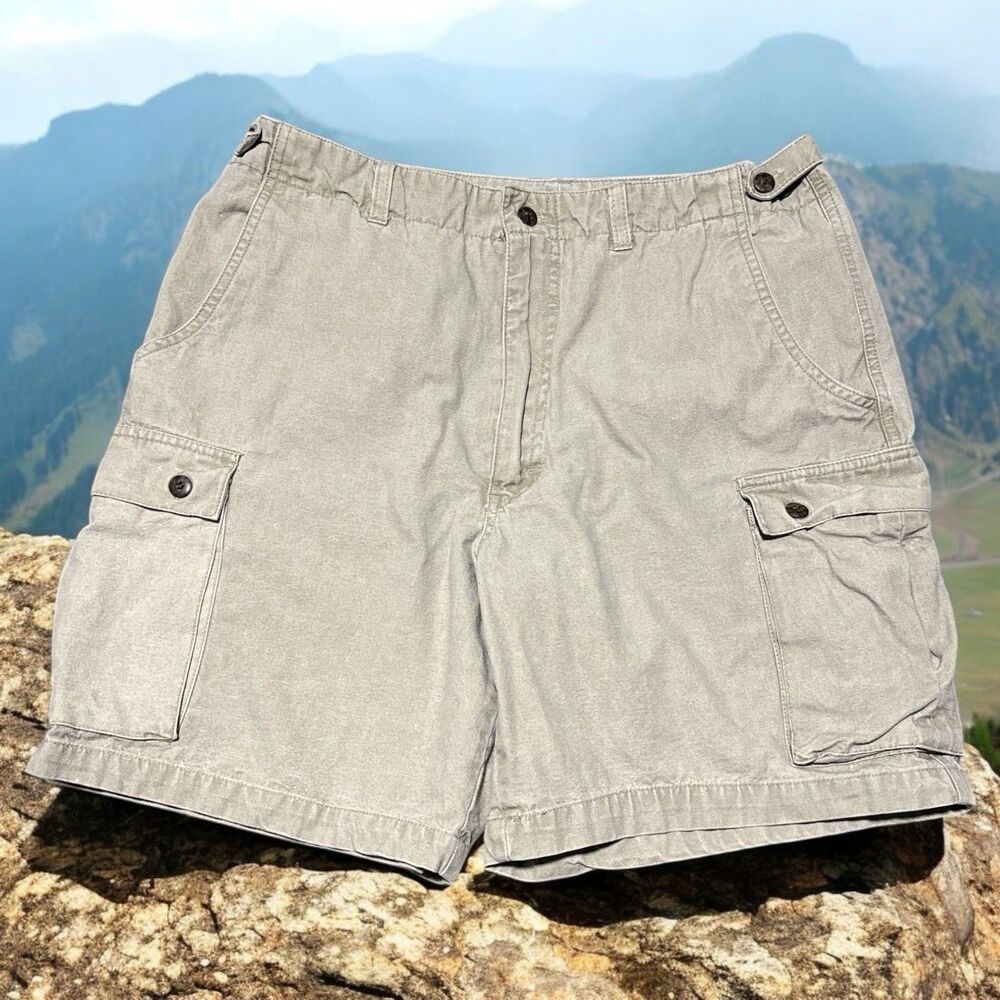 Claybrooke Men’s Cargo Shorts Size 36 Khaki 100% Cotton Outdoor Casual Pockets
